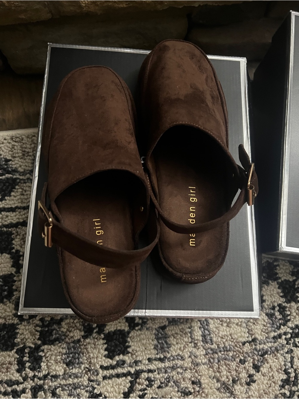Madden Girl Brown Suede Slip-On Mule with Buckle Strap - Picture 3 of 5